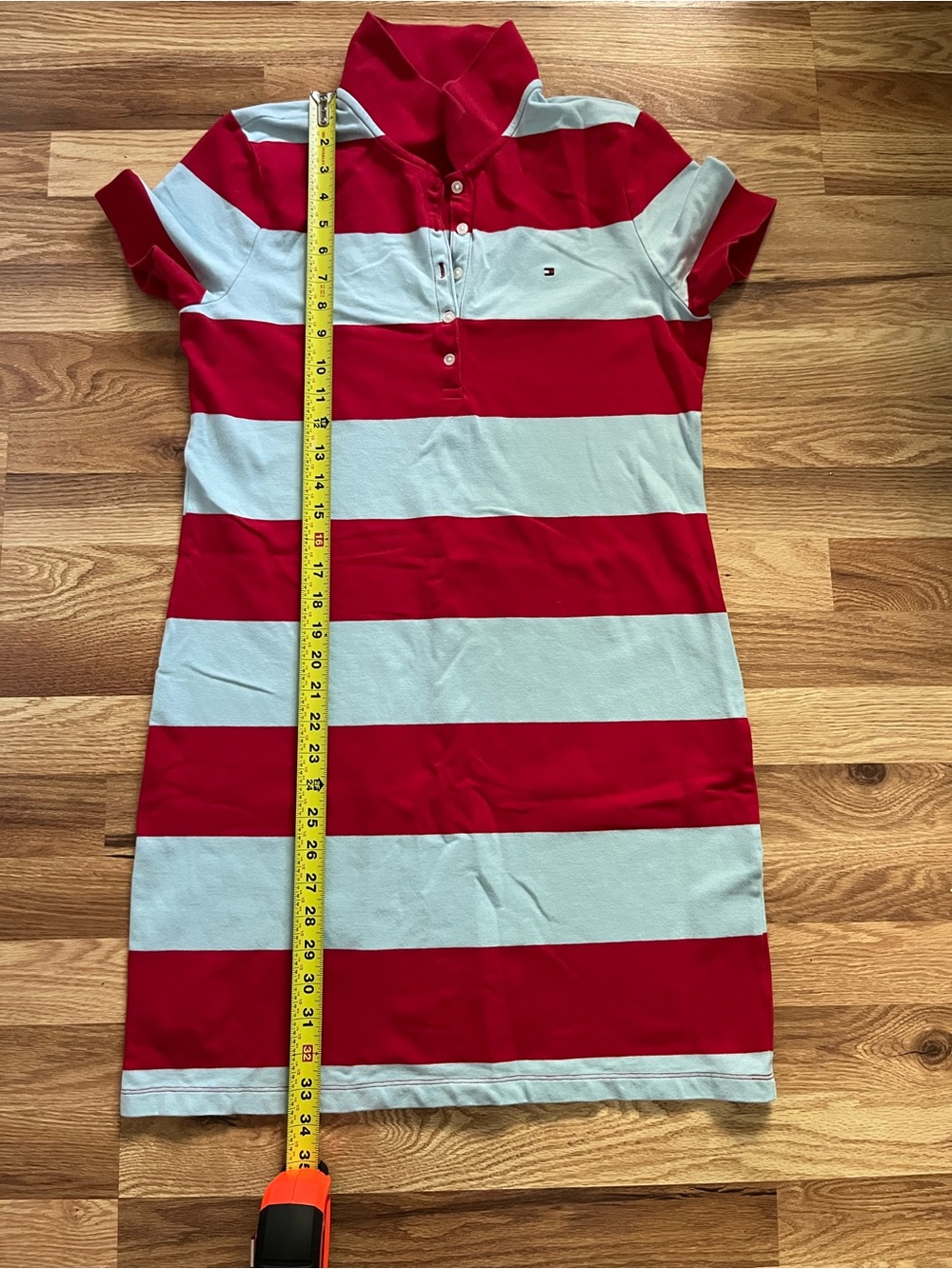 Tommy Hilfiger Red and Teal Rugby Striped Polo Mini Dress - Picture 5 of 5